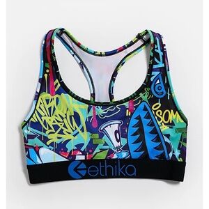 Ethika Girls  Graffiti Print Sports Bra Medium NWT